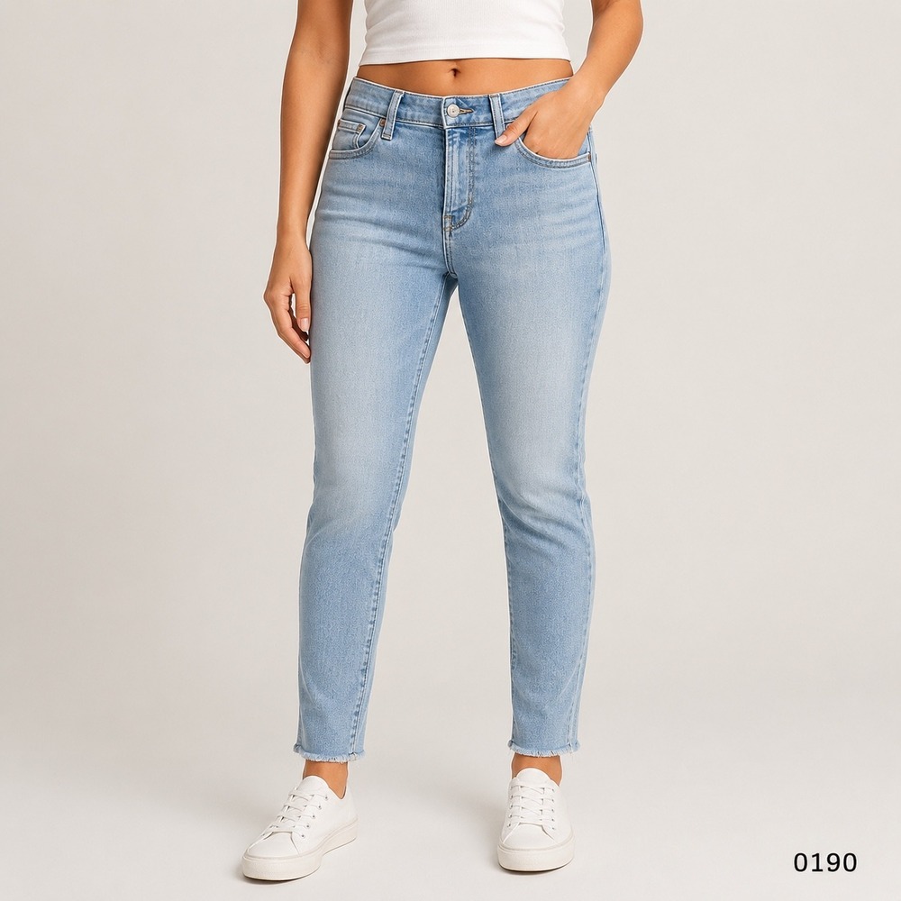 Gap Denim Legging Skimmer Light Wash Skinny 6/28R Blue Stretch Ankle Raw Hem